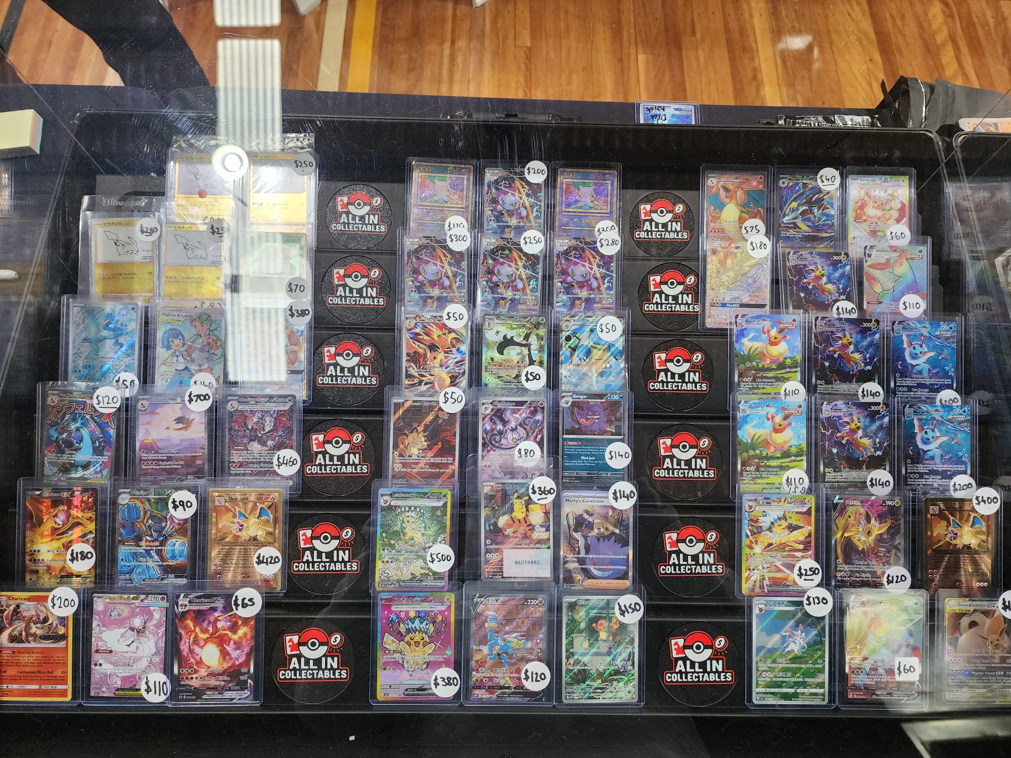 A vendor table of cards displayed on Risr risers